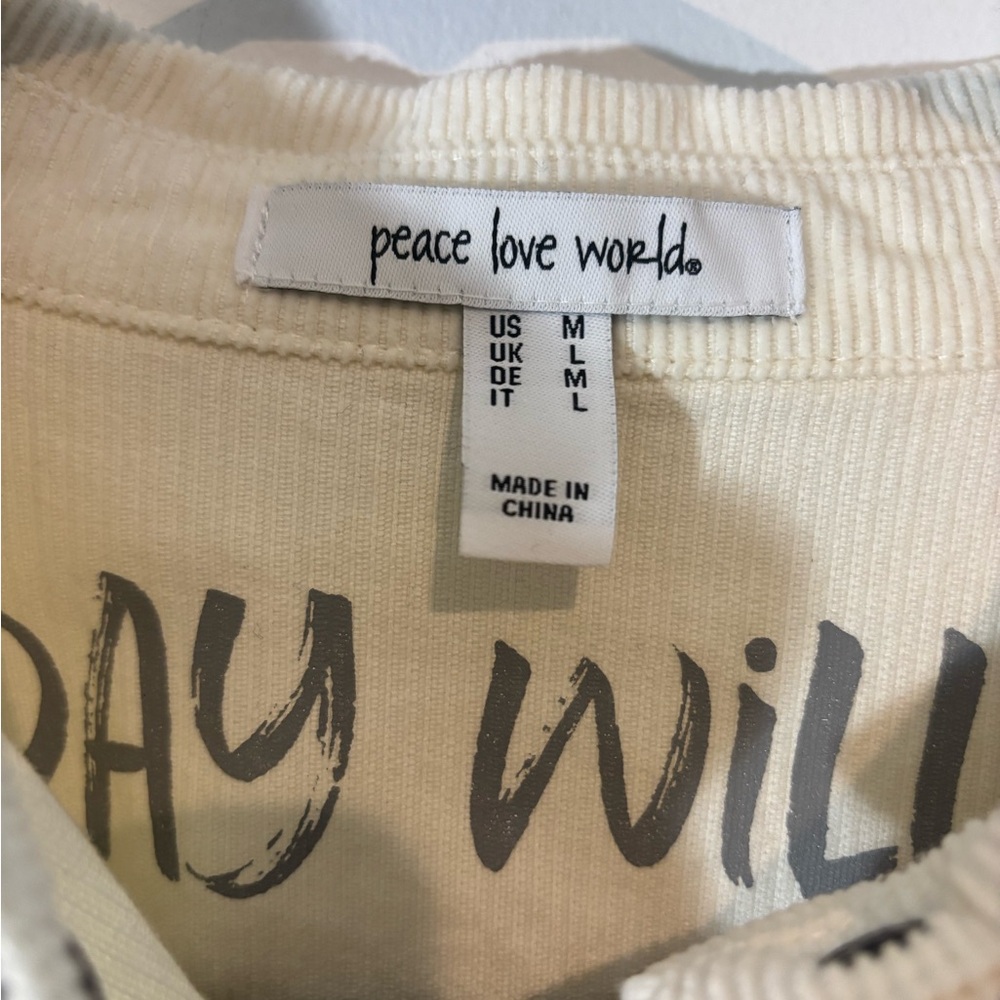 Peace Love World Medium Corduroy Shacket Snap Buttons Today Will Be A Good Day - Picture 5 of 10